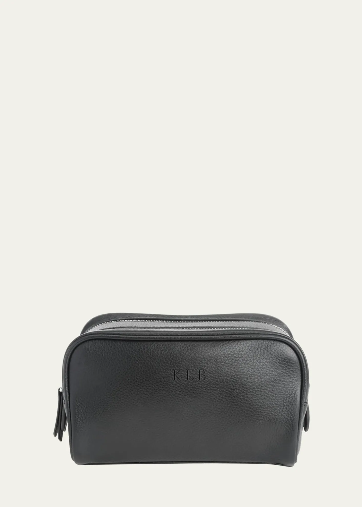 ROYCE New YorkMonogrammed Double Zip Leather Toiletry Bag, Personalized