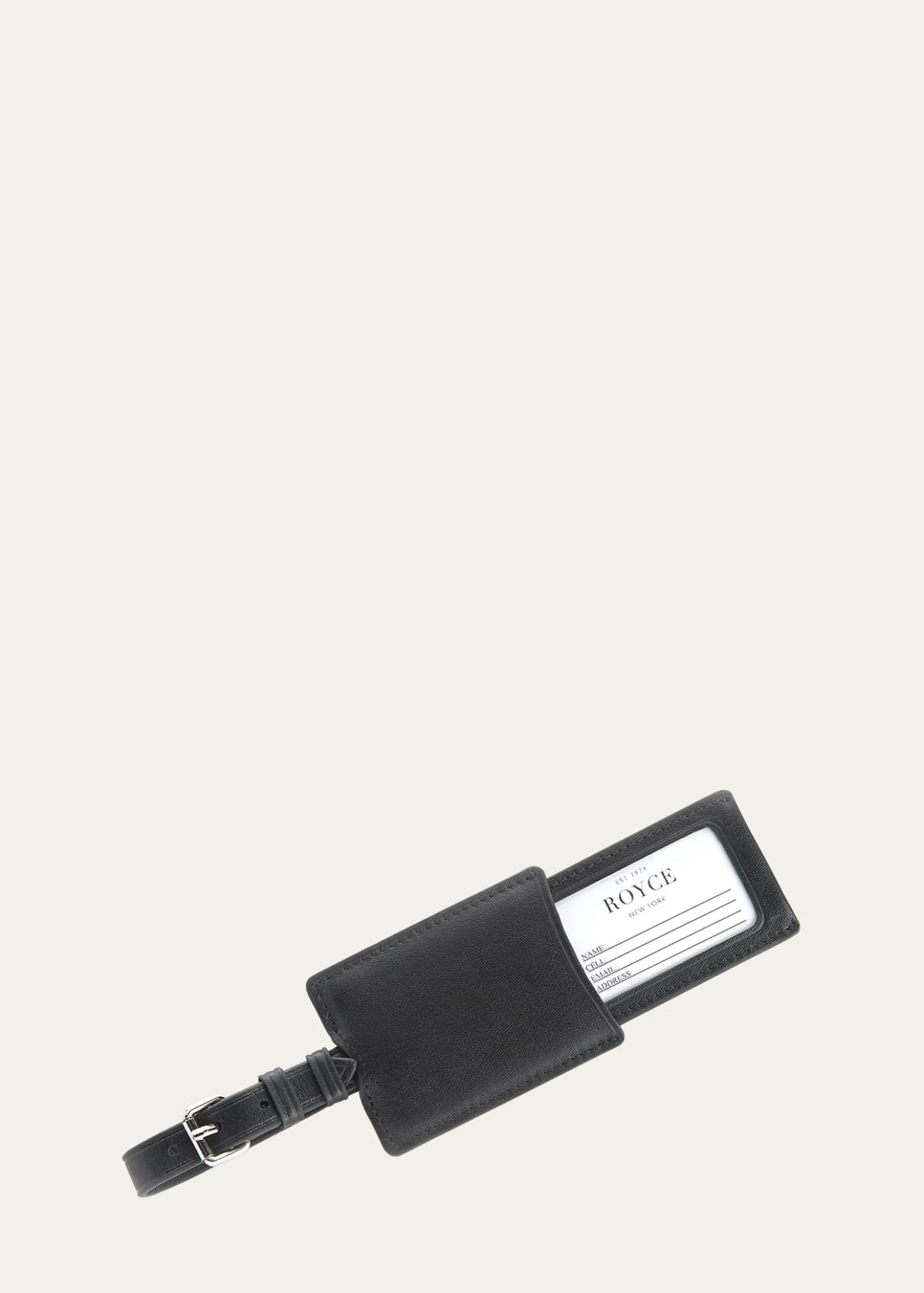 ROYCE New YorkMonogrammed Leather Retractable Luggage Tag, Personalized