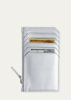 ROYCE New YorkMonogrammed Zippered Leather Credit Card Case, Personalized