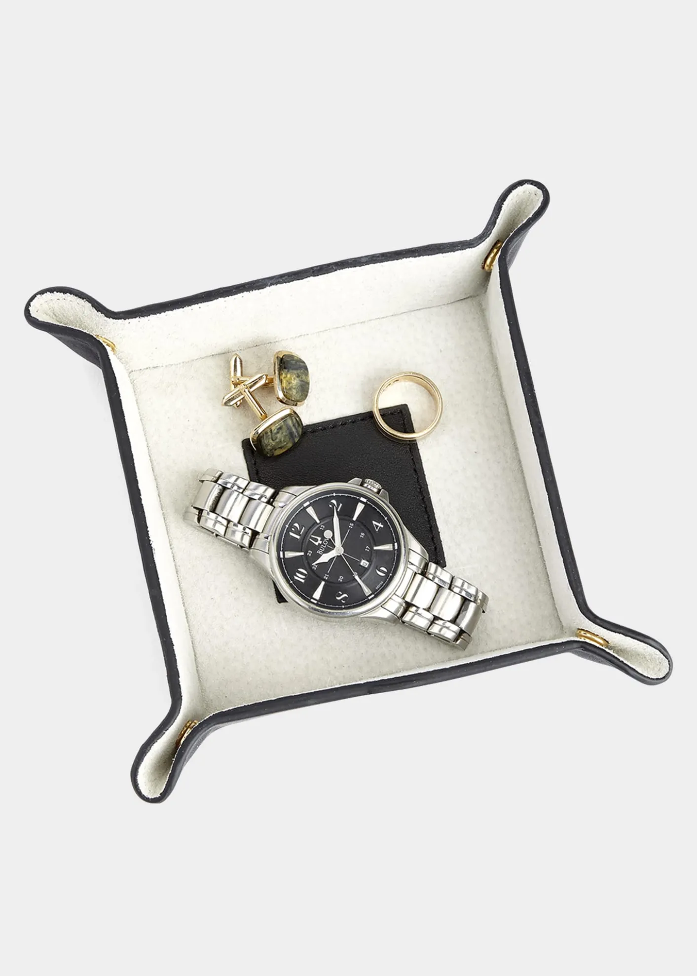 ROYCE New YorkPersonalized Suede & Leather Catchall Valet Tray