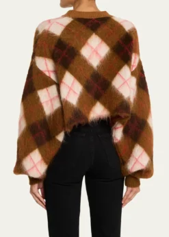 RUADHThe Blane Argyle Mohair Crewneck Cardigan