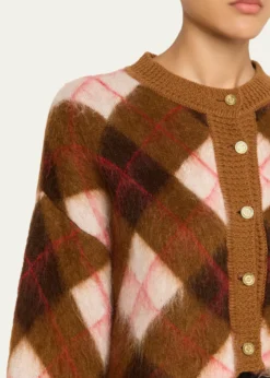 RUADHThe Blane Argyle Mohair Crewneck Cardigan