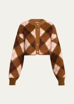 RUADHThe Blane Argyle Mohair Crewneck Cardigan