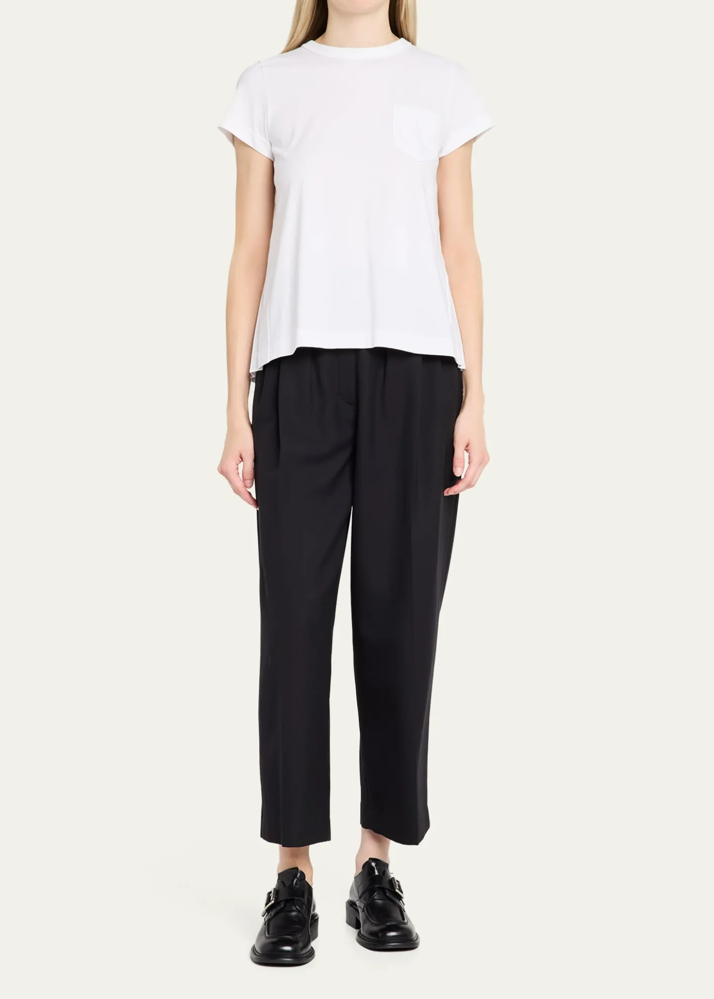 SACAICotton Poplin x Cotton Jersey T-Shirt