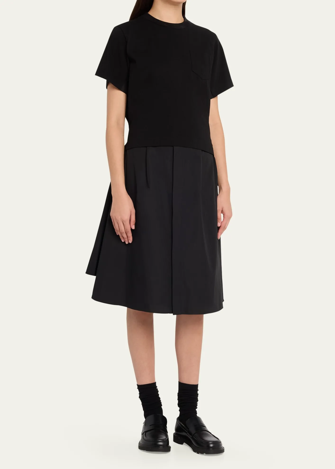 SACAICotton Poplin x Knit Shirtdress