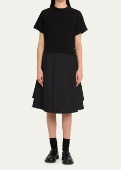 SACAICotton Poplin x Knit Shirtdress