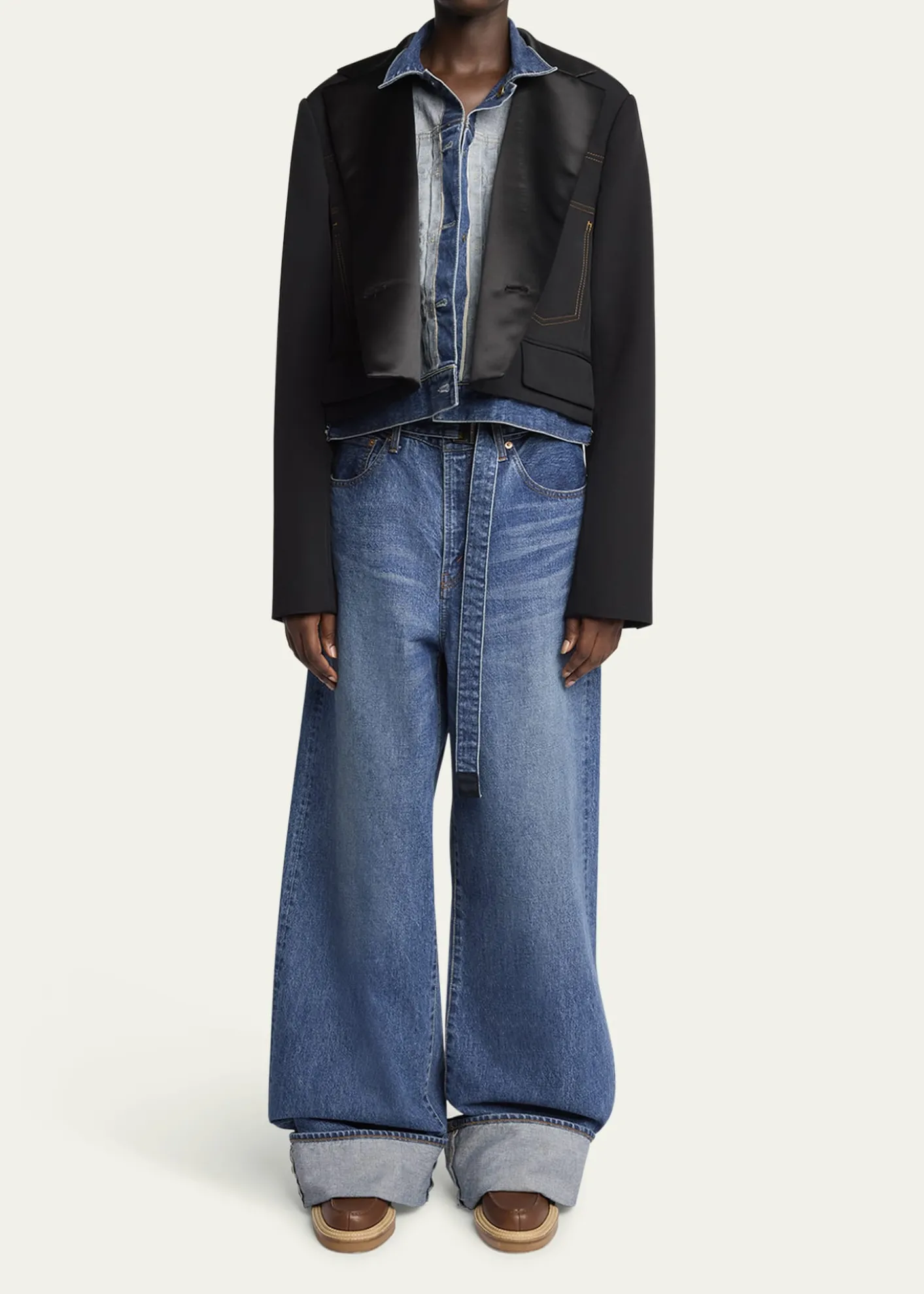 SACAILayered Wool Denim Jacket