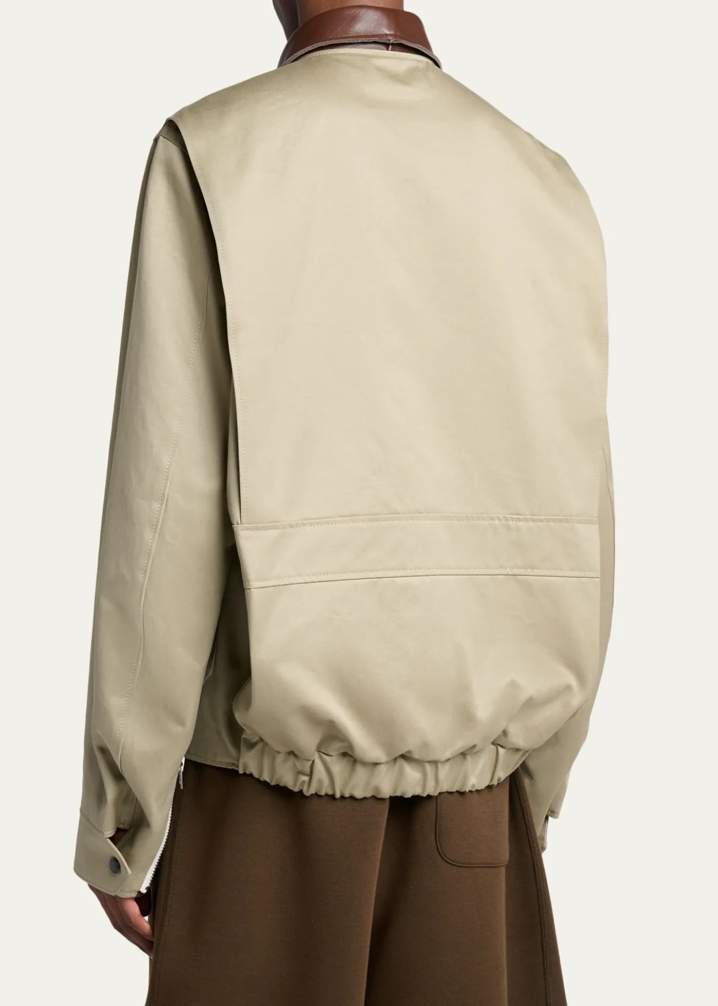 SACAIMen's Canvas and Leather Shirt Jacket