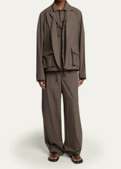 SACAIMen's Cotton Layered Shirt Jacket