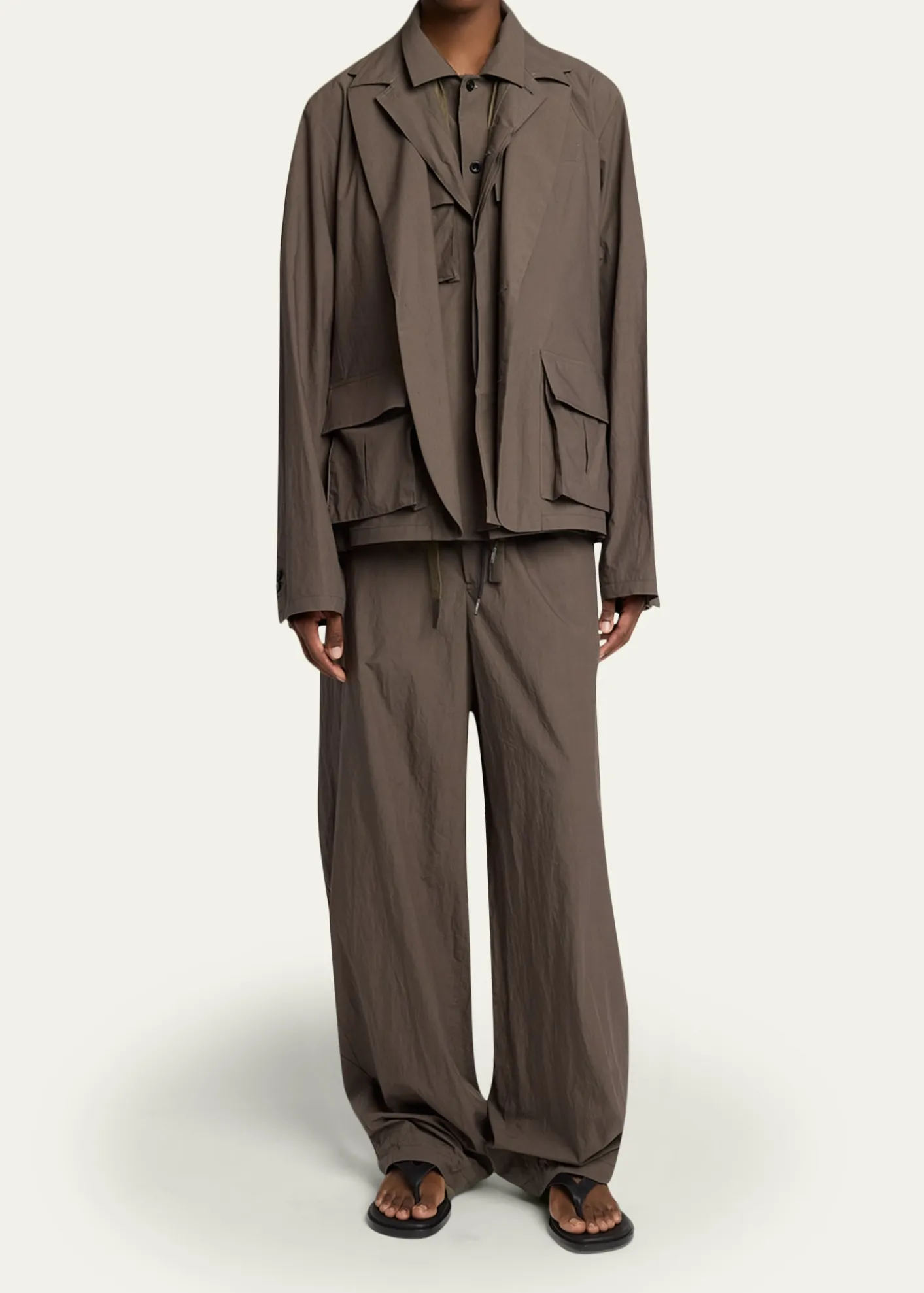 SACAIMen's Cotton Layered Shirt Jacket