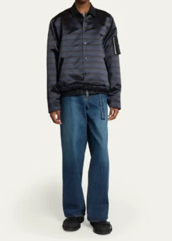SACAIMen's Multi-Stripe Satin Blouson Jacket