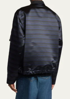 SACAIMen's Multi-Stripe Satin Blouson Jacket