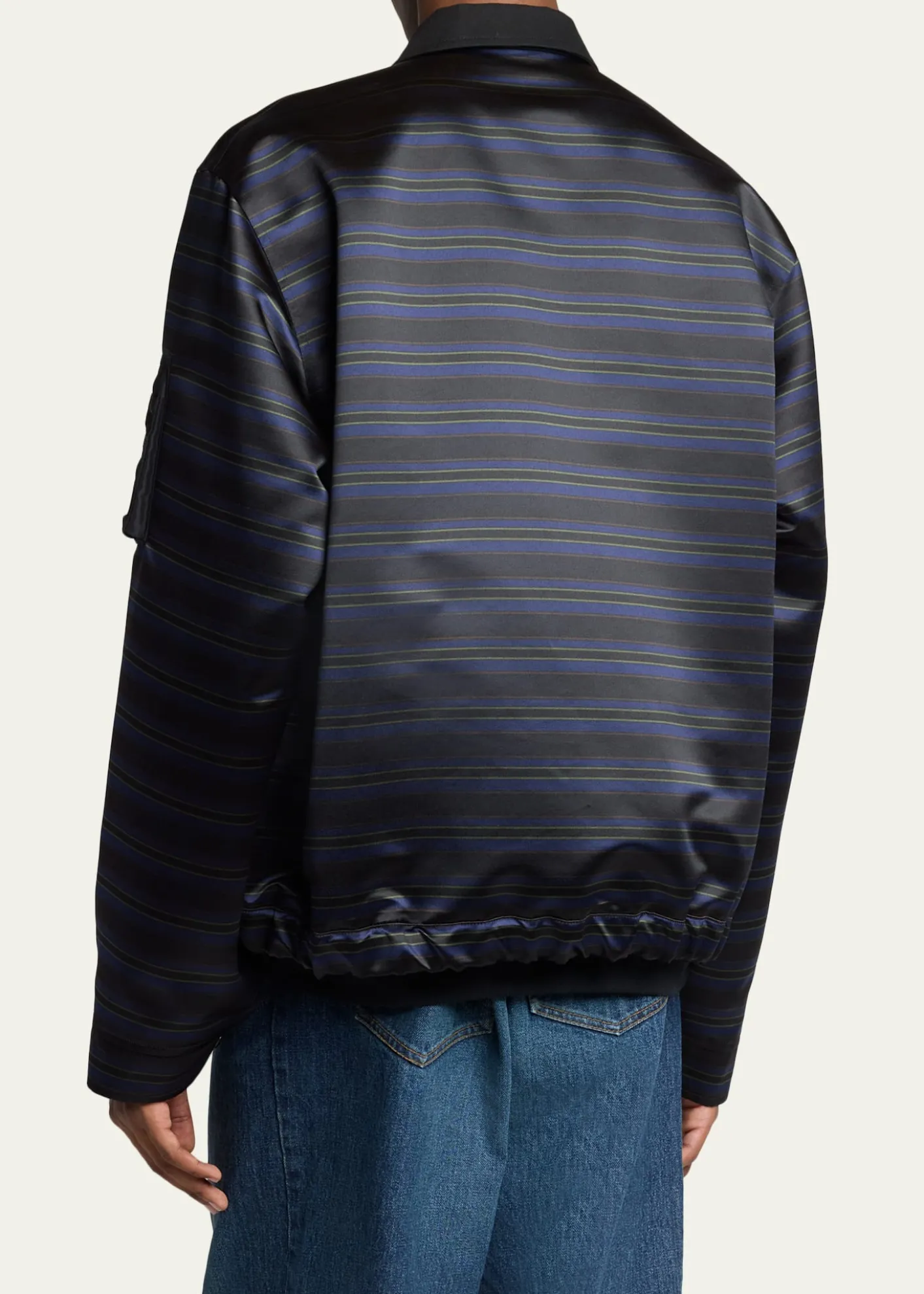 SACAIMen's Multi-Stripe Satin Blouson Jacket