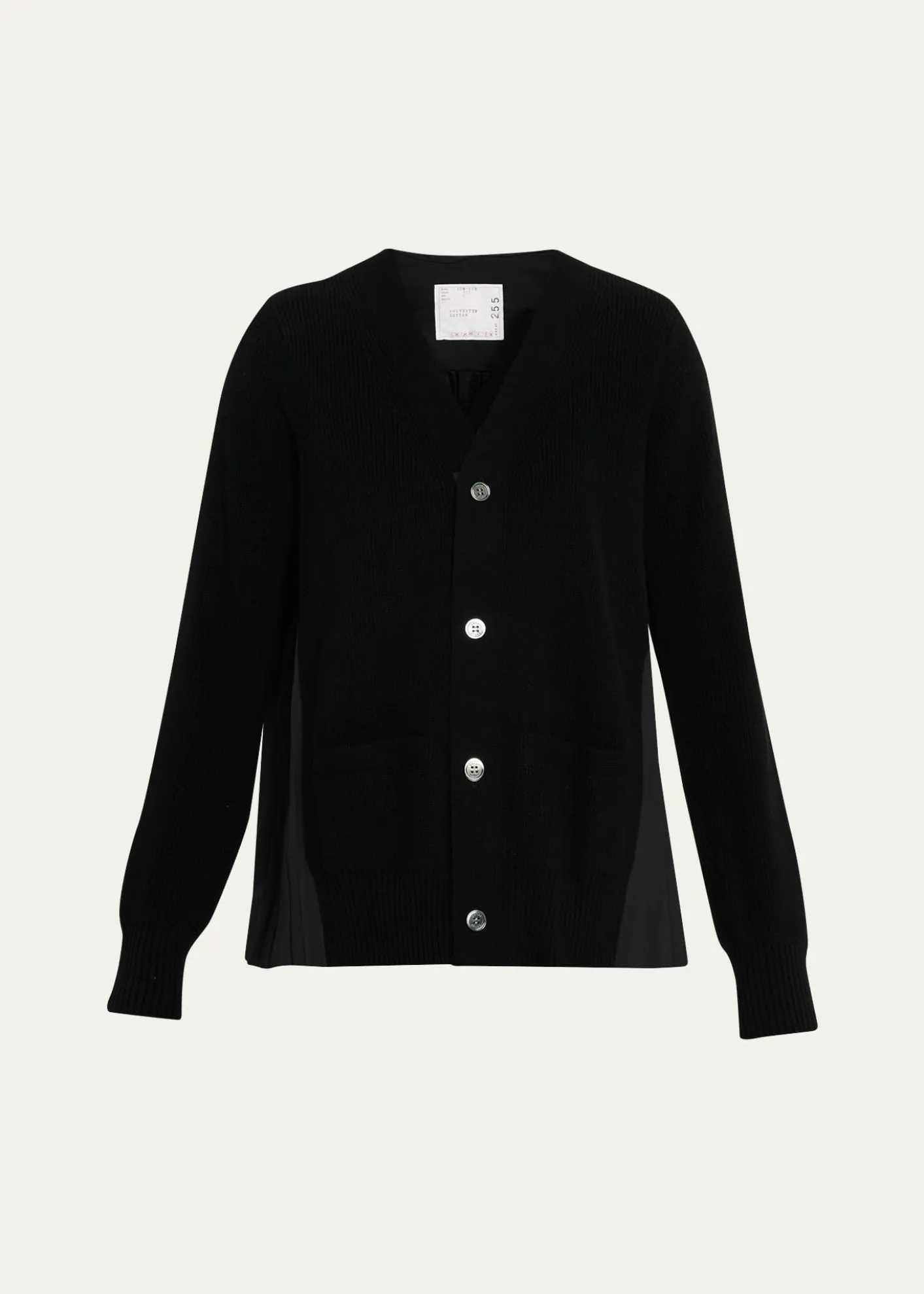 SACAIPleated-Back Rib-Knit Cardigan