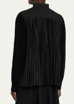 SACAIPleated-Back Rib-Knit Cardigan