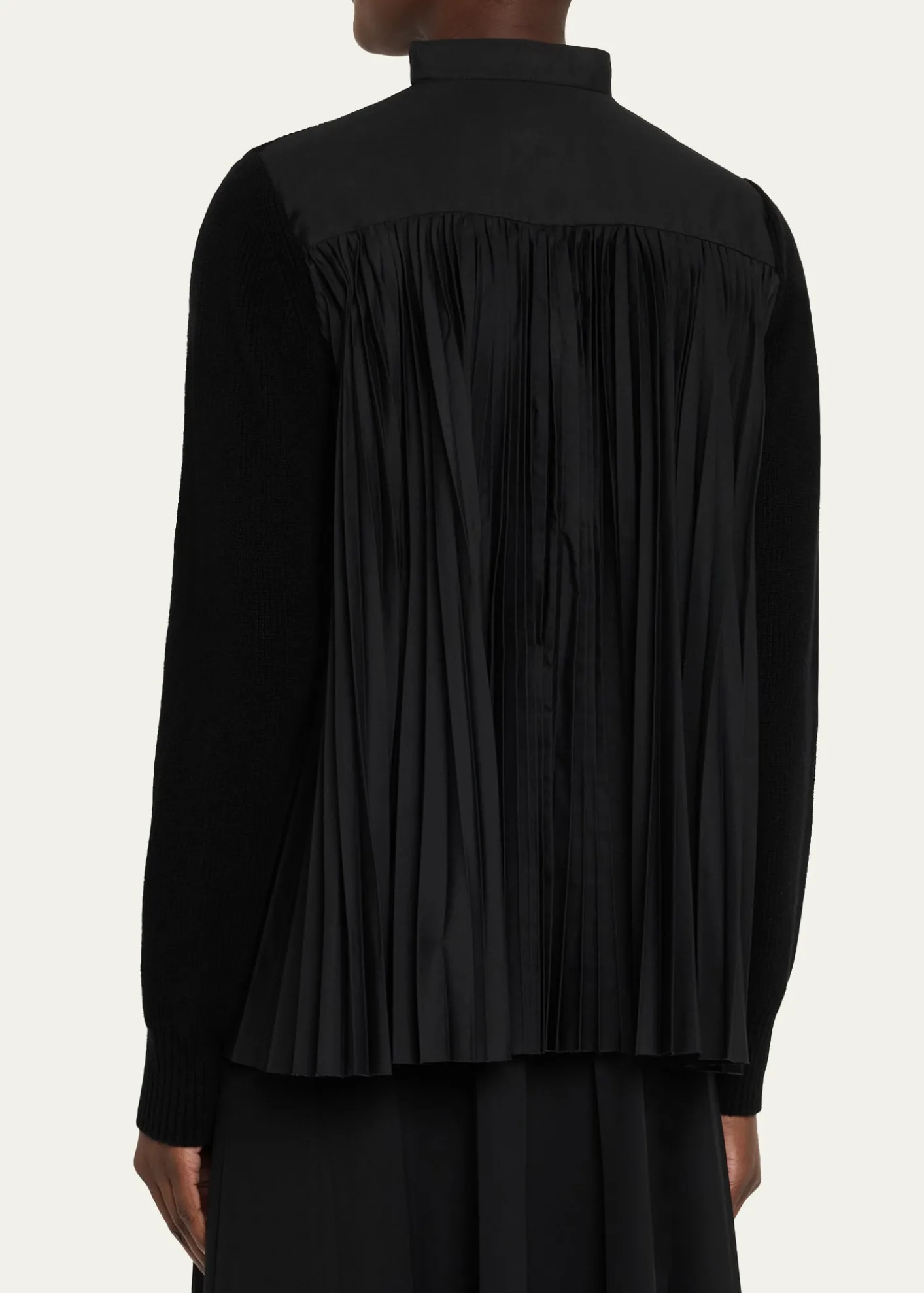 SACAIPleated-Back Rib-Knit Cardigan