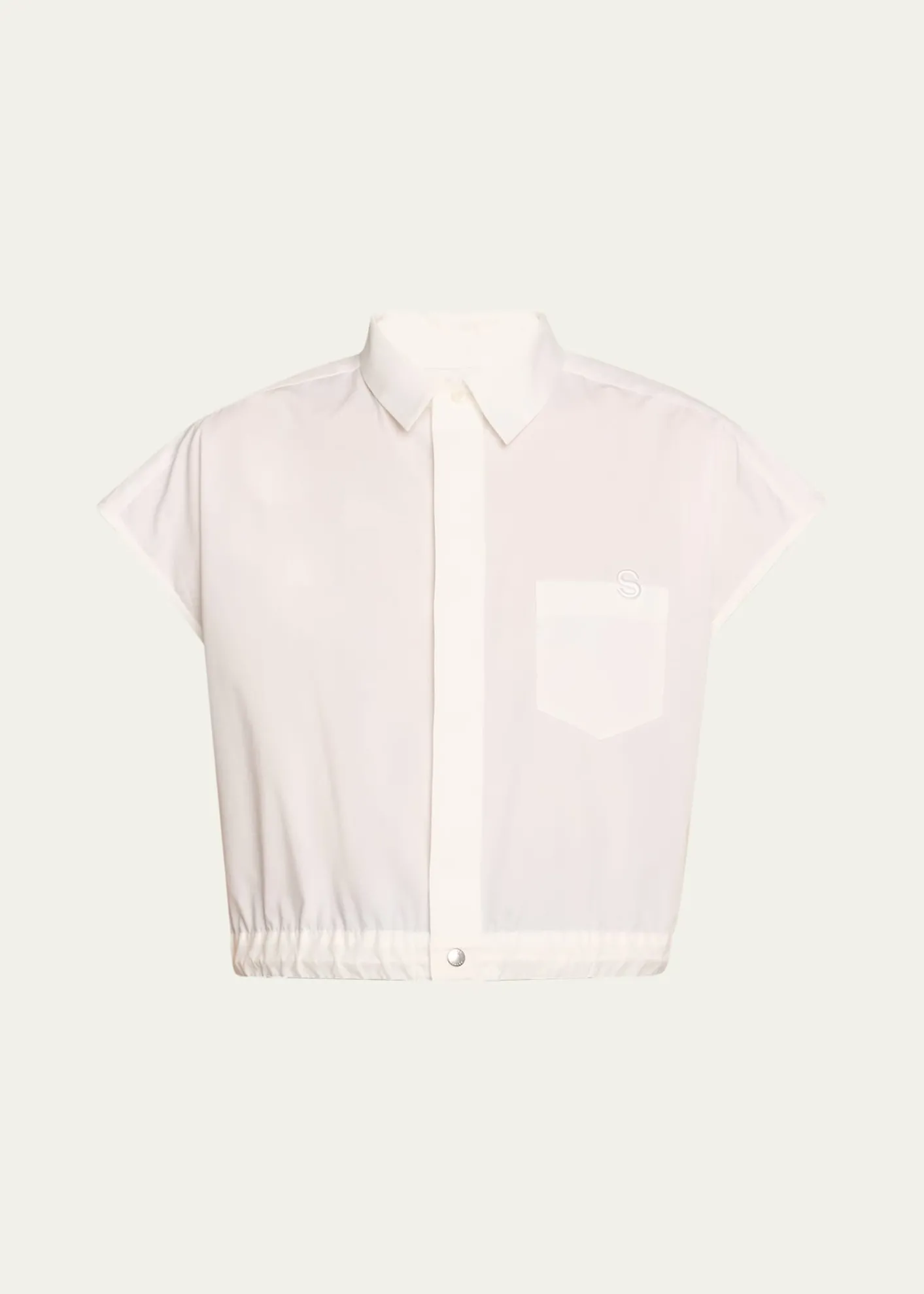 SACAIPoplin Drawsting Hem Cropped Shirt