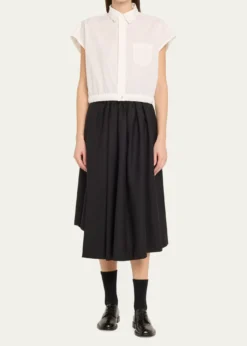 SACAIPoplin Drawsting Hem Cropped Shirt