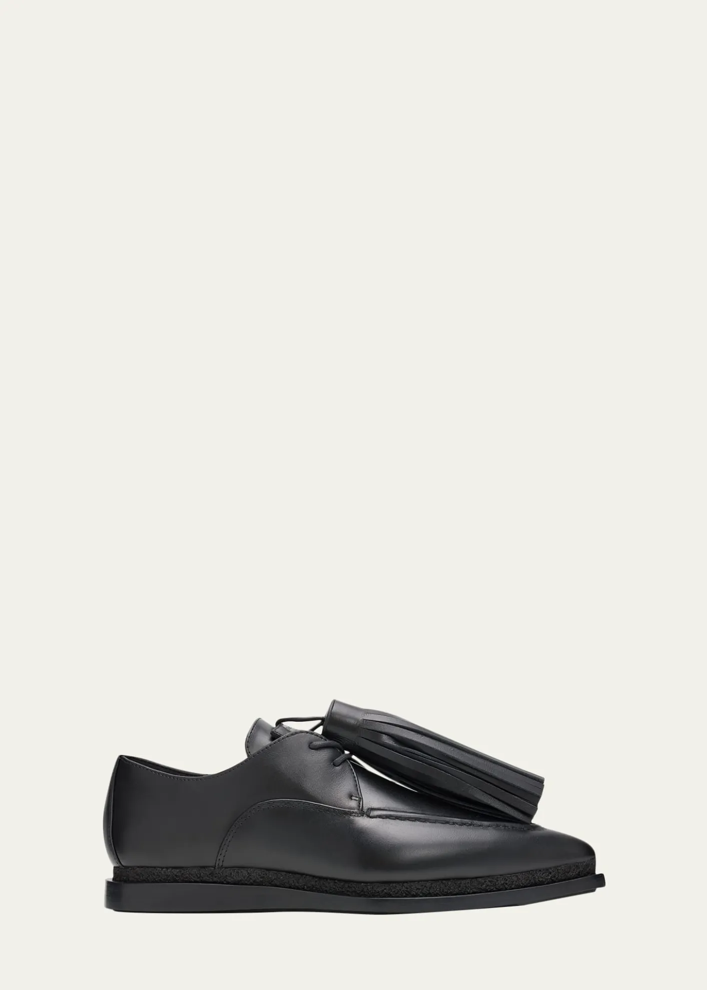 SACAITassel Leather Pointed-Toe Moccasins
