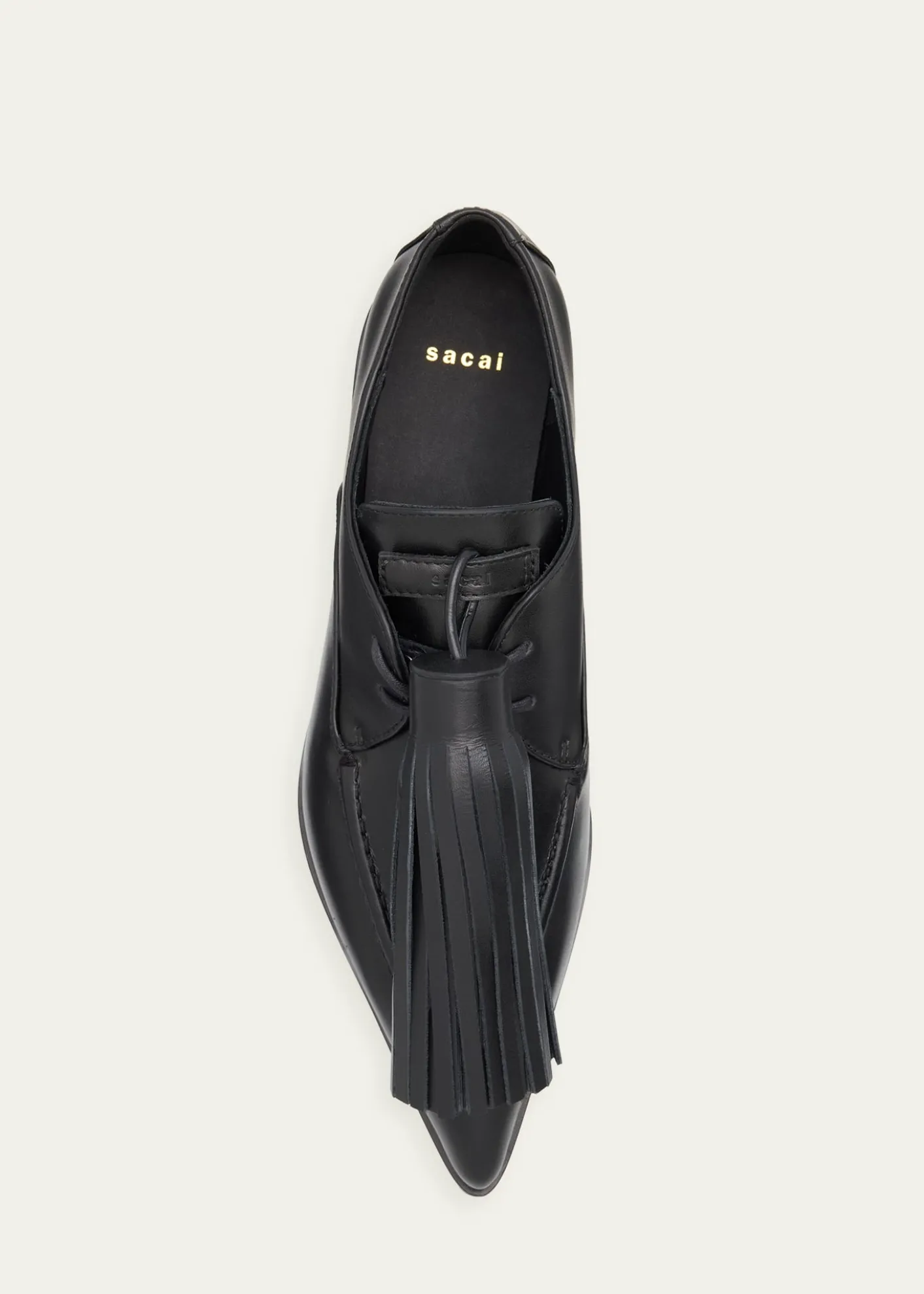 SACAITassel Leather Pointed-Toe Moccasins