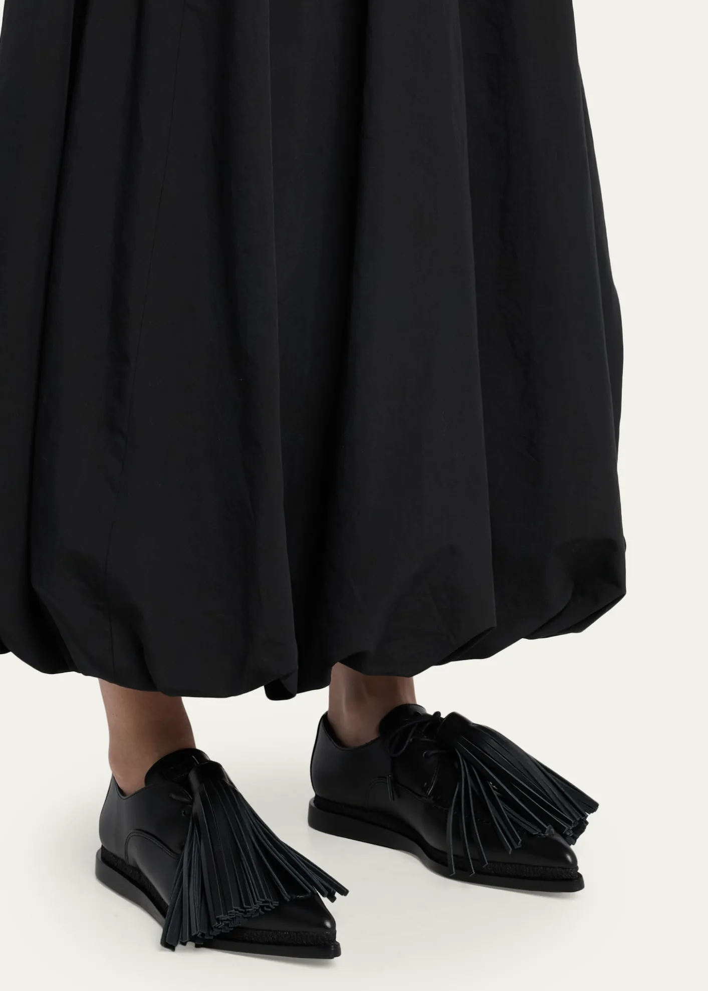 SACAITassel Leather Pointed-Toe Moccasins