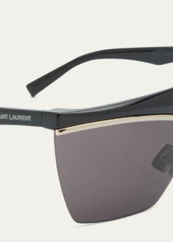 Saint LaurentLogo Acetate Shield Sunglasses