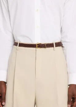 Saint LaurentMen's Braided Leather Roller-Buckle Belt