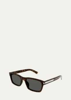 Saint LaurentMen's Rectangle Acetate Sunglasses with Logo Detail