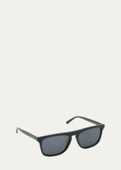 Saint LaurentMen's Slim Acetate Aviator Sunglasses with Logo