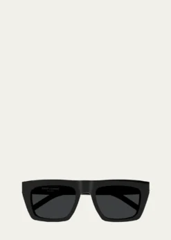 Saint LaurentYSL Acetate Flat-Top Rectangle Sunglasses