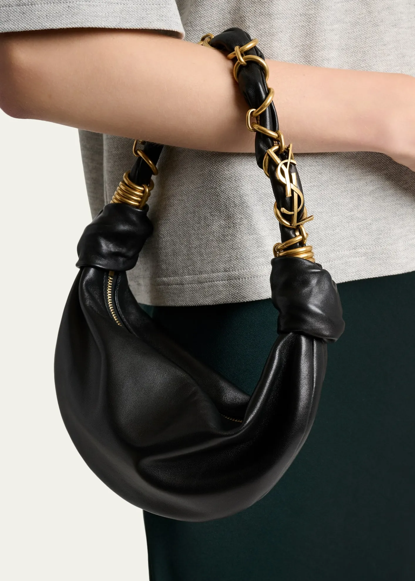 Saint LaurentAmalia Mini YSL Leather Hobo Bag