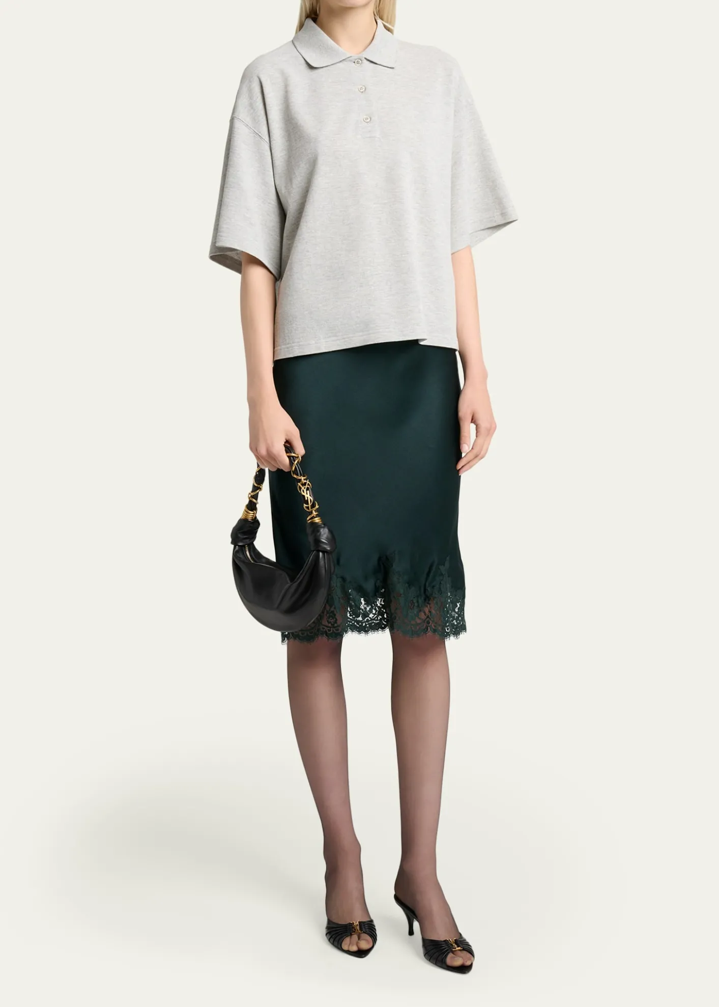 Saint LaurentAmalia Mini YSL Leather Hobo Bag