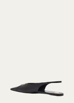 Saint LaurentBabylone Leather YSL Slingback Ballerina Flats