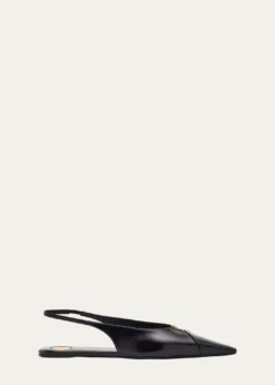 Saint LaurentBabylone Leather YSL Slingback Ballerina Flats