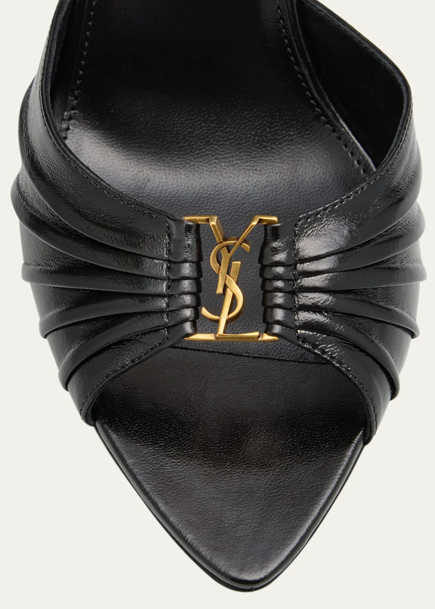Saint LaurentBabylone YSL Ruched Leather Mule Sandals