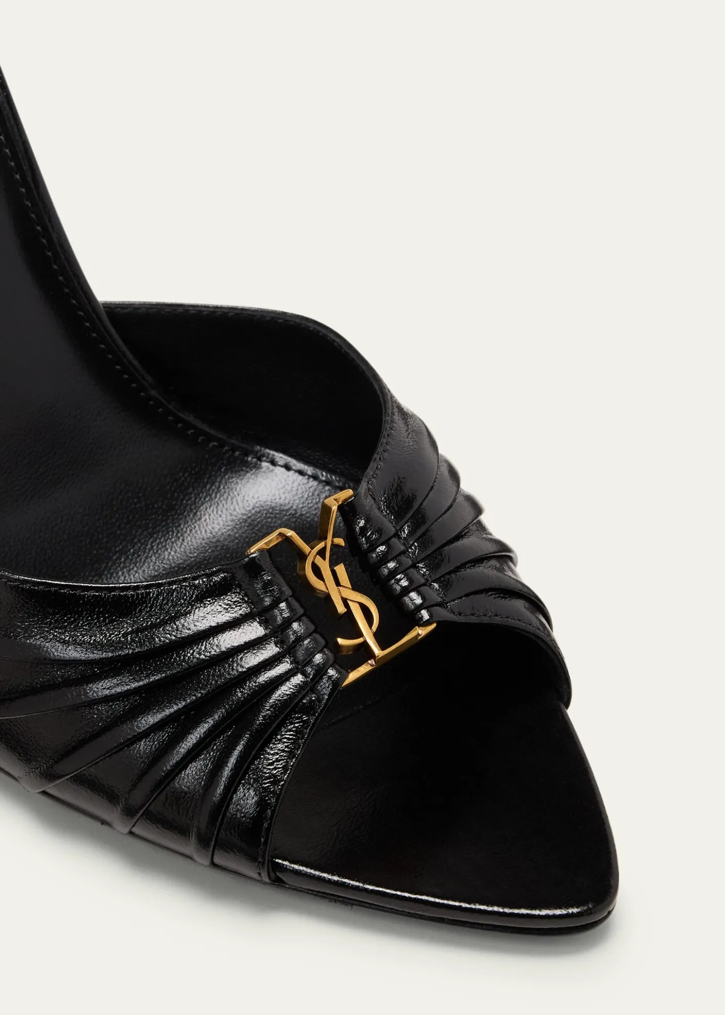 Saint LaurentBabylone YSL Ruched Leather Mule Sandals