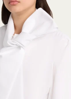 Saint LaurentBow-Detail Cotton Poplin Blouse