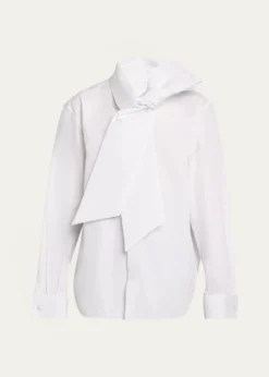 Saint LaurentBow-Detail Cotton Poplin Blouse