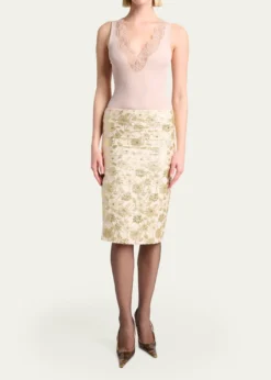 Saint LaurentBrocade Midi Skirt