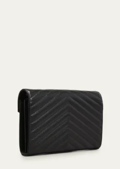 Saint LaurentCassandre YSL Monogram Large Wallet on Chain in Grained Leather