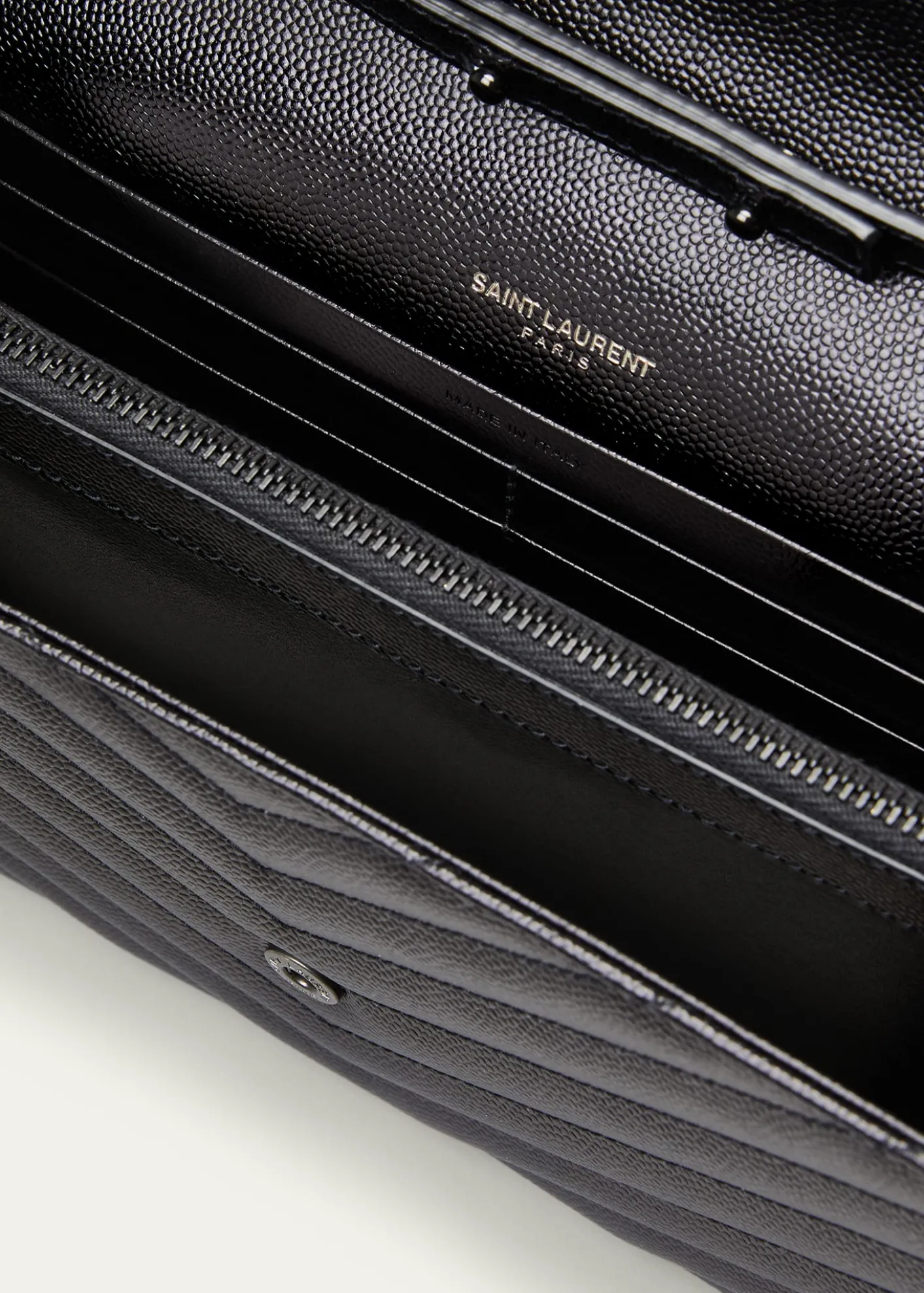 Saint LaurentCassandre YSL Monogram Large Wallet on Chain in Grained Leather