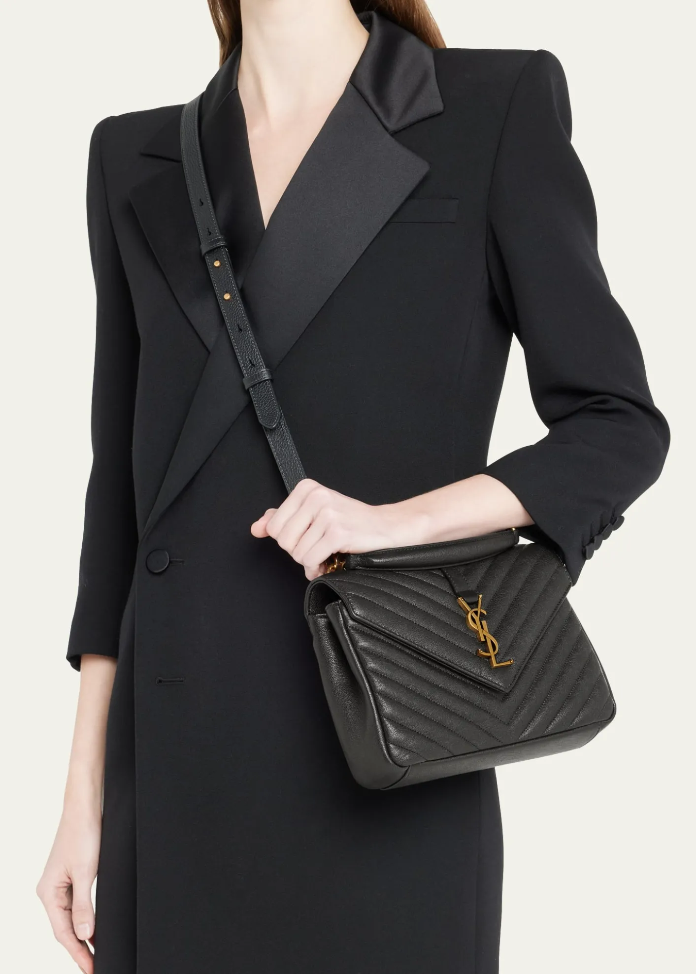 Saint LaurentCollege Medium Flap YSL Shoulder Bag in Quilted Leather