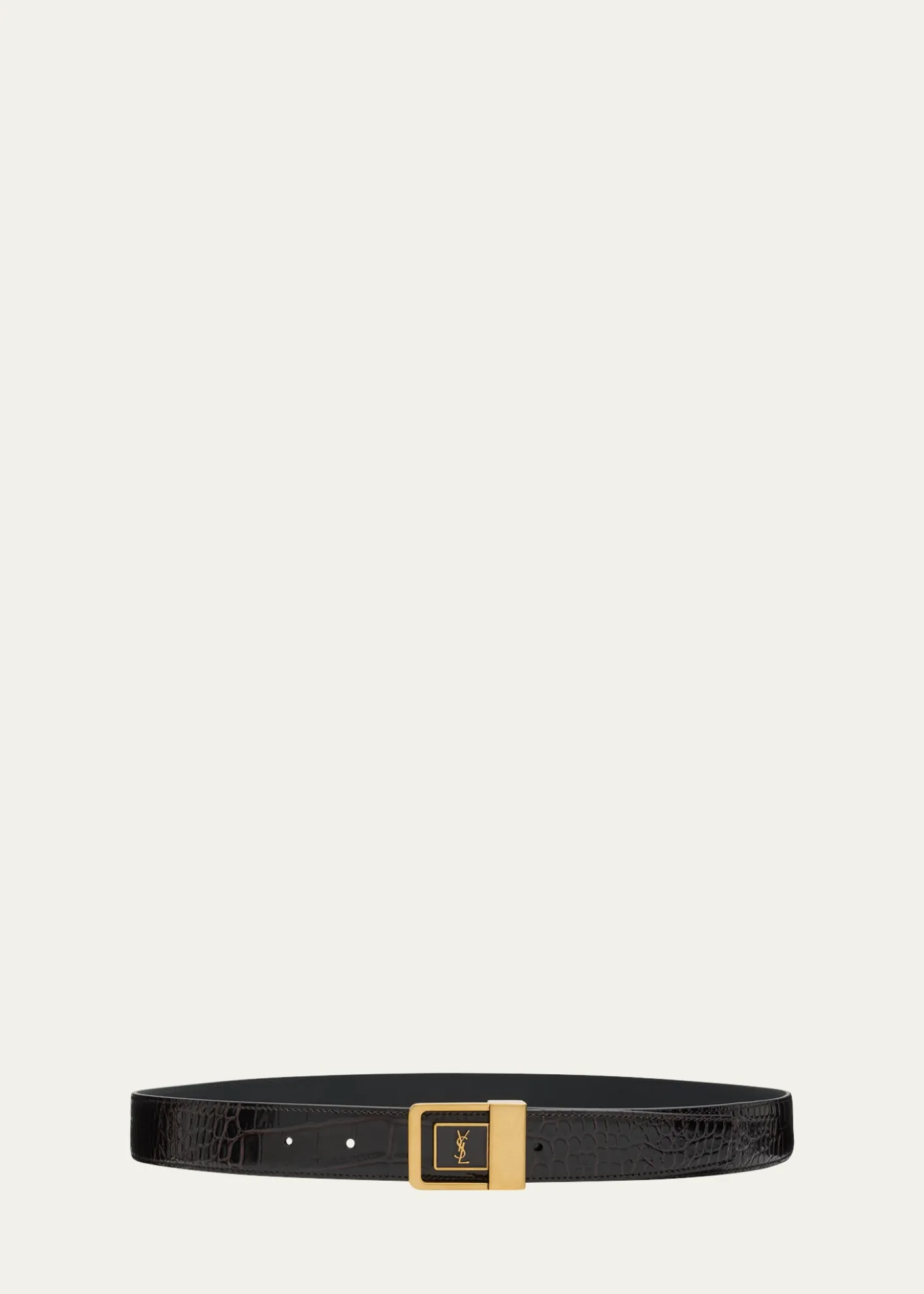 Saint LaurentCroc-Embossed Leather Square Buckle Belt