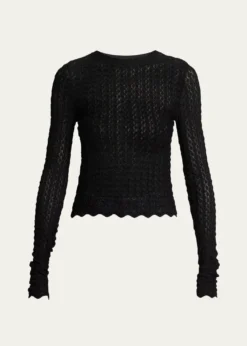 Saint LaurentDiamond Open-Knit Long-Sleeve Top
