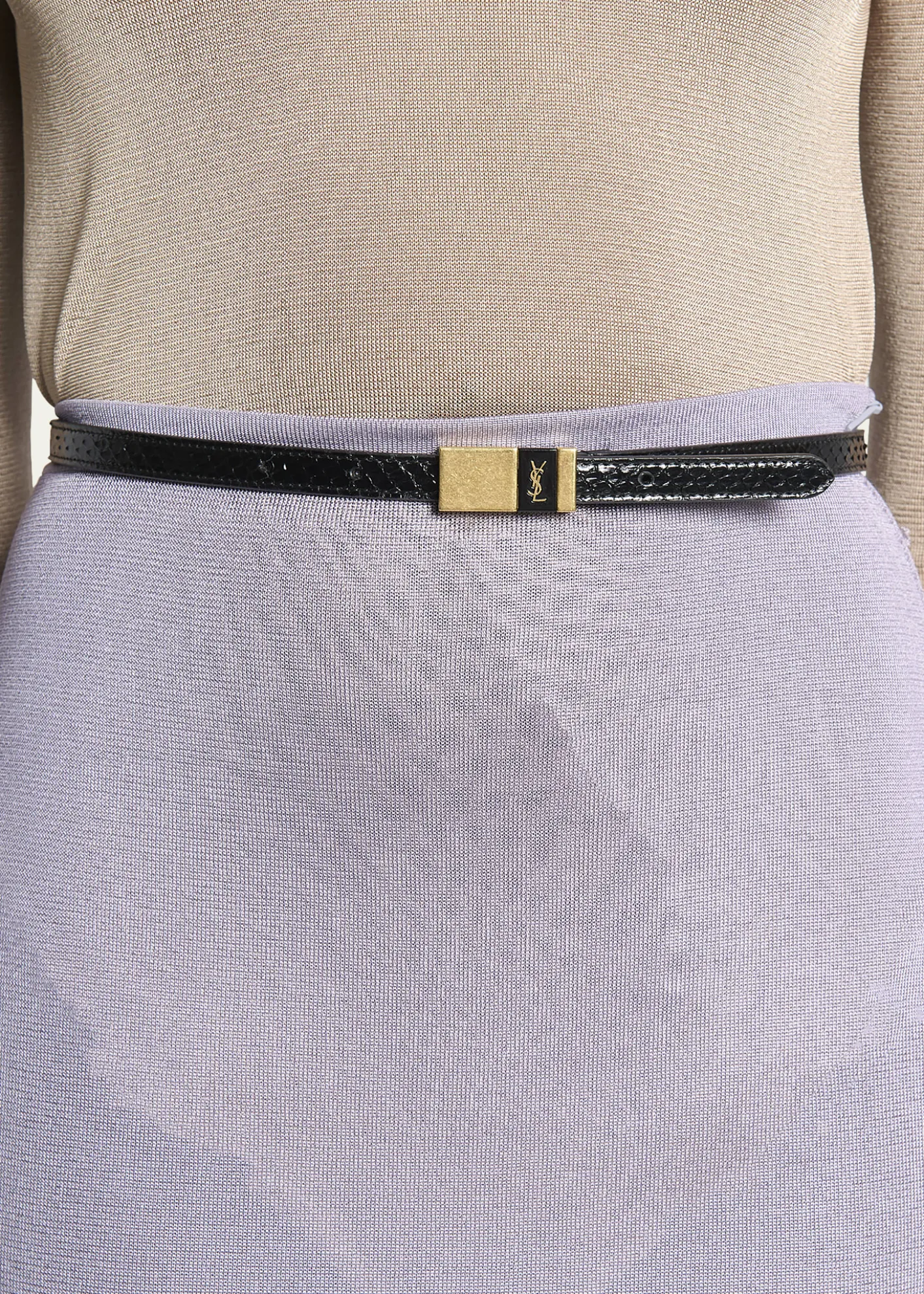 Saint LaurentEmbossed Leather Skinny Belt