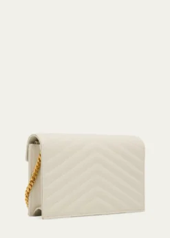 Saint LaurentEnvelope Small YSL Wallet on Chain in Grain Leather