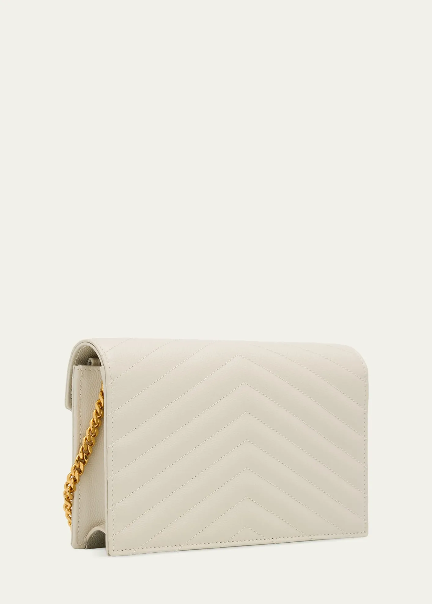Saint LaurentEnvelope Small YSL Wallet on Chain in Grain Leather
