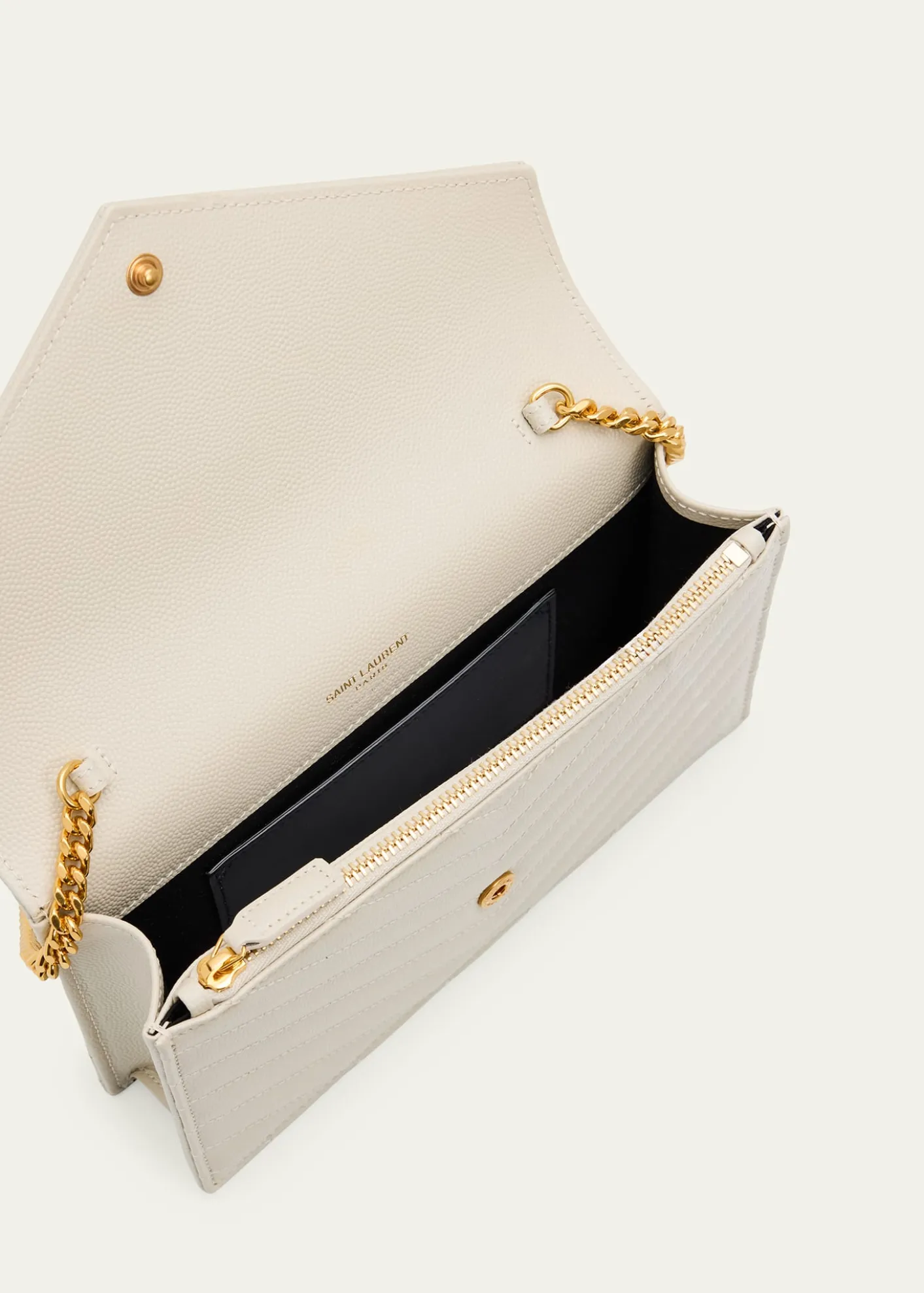 Saint LaurentEnvelope Small YSL Wallet on Chain in Grain Leather