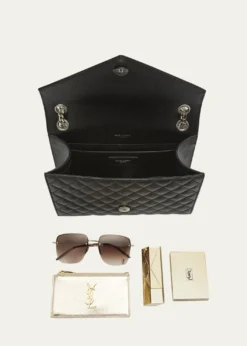 Saint LaurentEnvelope Triquilt Medium YSL Shoulder Bag in Grained Leather