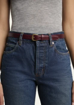 Saint LaurentGrained Leather Trapezoid Belt